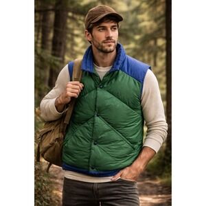 Vintage 80s Green‎ Jansport Duovest Down Puffer Vest Size S Gorpcore Ski Hiking